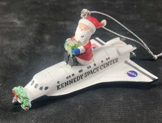 Santa Riding Shuttle Rocket Christmas Ornament Gifts Wreath Kennedy Space Center