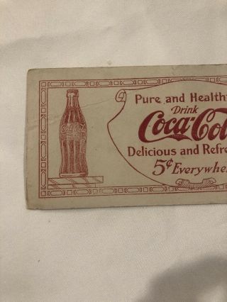 Rare Coca - Cola Ink Blotter 5 Cent w Bottles 