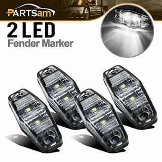 Partsam 4x 2.  5 Clear/white Led Lamp 2 Diode Trailer Truck Side Marker Lights,  57