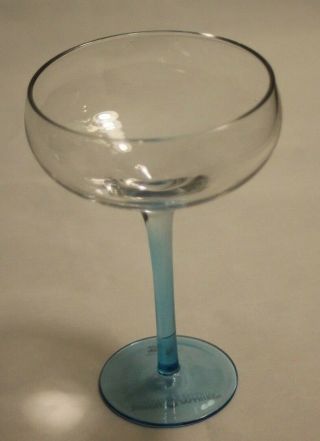 Bombay Sapphire Gin Aqua Blue Smooth Stemmed Promotional Martini Cocktail Glass