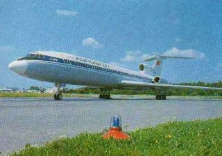 Airline Issue Postcard Aeroflot Tupolev Tu - 154 Taxing Old