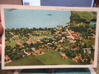 Vintage Old Ohio Postcard Indian Lake Lakeview Russells Point High School Razed