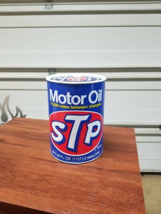 Near Nos 1978 Vintage Stp 15,  000 Miles Motor Oil 1 Quart Oil Can Full