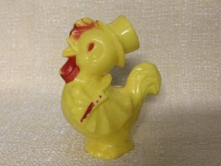 Vintage 1950s Irwin Hard Plastic Candy Container Rooster Rattle With Red Details