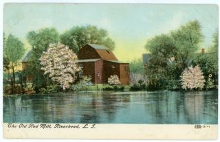 Postcard - Riverhead,  Long Island,  Ny,  The Old Red Mill - 1908