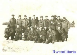 BATTLIN ' BASTOGNE Group US Soldiers Posed in Winter; Belgium 1944 2