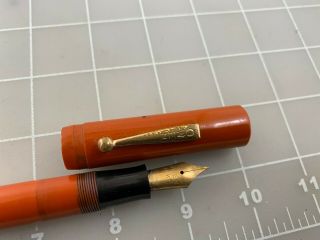 Judd ' s Vintage Owen Orange Hard Rubber Flat Top Fountain Pen 14kt Gold Flex Nib 2