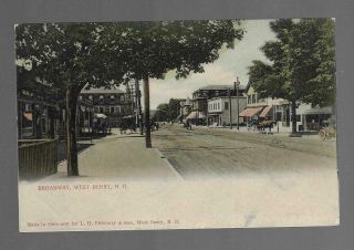 Old Postcard 1905 Broadway West Derry Nh Dirt Road Stores Horses Publ.  Pillsbury