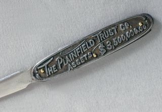Vintage Letter Opener W/pen Knife Advertising The Plainfield Trust Co.  Nj