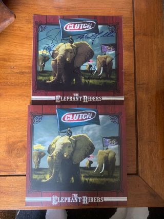 Clutch ‘ Elephant Riders’ Red Vinyl,  Signed 12”x12” Flat