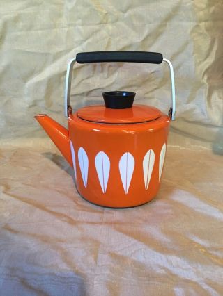 Vintage Mid Century Modern Rare Orange Cathrineholm Tea Kettle / Coffee Pot