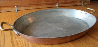 Bridge Kitchenware Hammered Copper Roast Pan Brass Vintage 20x14 Made In France