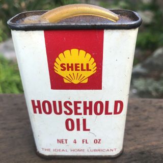 Vintage Shell Household Oil Tin Can 4 Oz Nr Home Lubricant