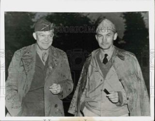 1944 Press Photo General Dwight Eisenhower,  Navy Chief James Forrestal,  France