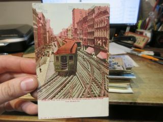 Vintage Old Postcard Illinois Chicago Wabash Avenue Elevated Railroad Van Buren