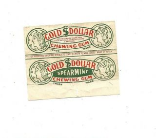 Vintage Gold Dollar Chewing Gum Wrapper
