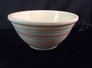 Mccoy Ovenware Usa Pink And Blue Stripes Dough / Mixing Bowl - Huge 14 Inch