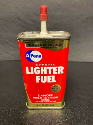 A Penn Lighter Fluid 4oz Oiler Tin Handy Oil Household Gas Auto