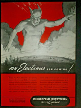 1943 Mh Electrons Are Coming Electric God Wwii Vintage Trade Print Ad