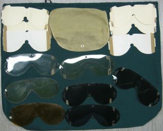 Vintage Rochester Optical Wwii Ww2 Us Army Air Force Usaaf B - 8 Goggle Lenses Kit