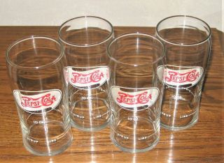 Pepsi:cola Vintage Double Dot 4 Pepsi Soda Fountain Syrup Glasses 10 Oz