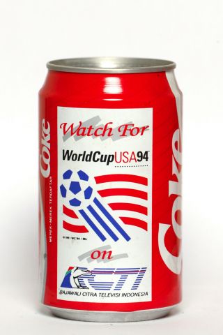 1994 Coca Cola Can From Indonesia,  Watch For World Cup Usa94 On Rcti
