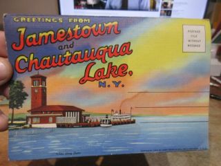 Vintage Old Souvenir Folder Postcard Views Jamestown Chautauqua Lake York