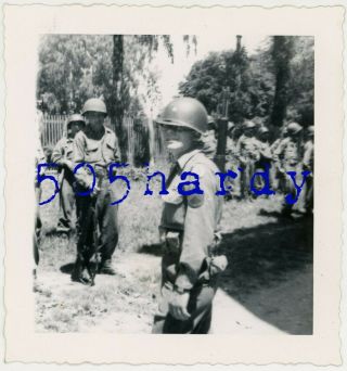 Wwii Us Gi Photo 66th Infantry Regiment Sgt W/ M1 At Inspection Lauingen Germany