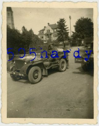 Wwii Us Gi Photo 66th Infantry Regiment Gi In Unit Marked Jeep Lauingen Germany