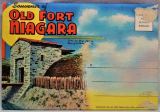 Old Fort Niagara York Souvenir Postcard Folder Of 18 Views Vintage 1937
