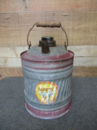Vintage Savory Galvanized Metal 2 Gallon Gas Kerosene Can