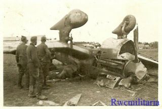 BEST Wehrmacht Troops w/ Shot Down Luftwaffe Ju - 87 STUKA Bomber in Field 2