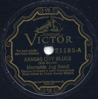 Blues - Memphis Jug Band " Kansas City Bl/state Of Tennessee Bl " Victor 21185 V,