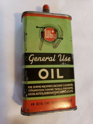 Vintage Old Whiz General Use Tin Metal Oil Can 4 Oz Vintage Handy Oiler