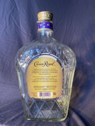 Crown Royal Deluxe Canadian Whisky Large Empty Bottle 3L Whiskey W/ Lid 3