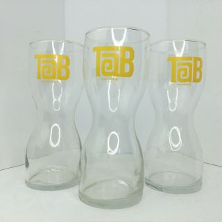 Vintage Tab Glasses 7 " Hourglass " Enjoy Tab " Set Of 3 16 Oz