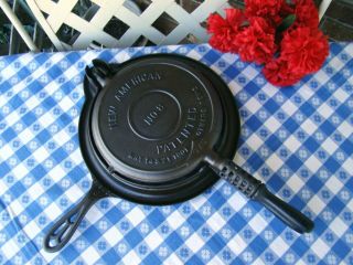 Griswold American No.  8 Cast Iron Waffle Iron And Low Base