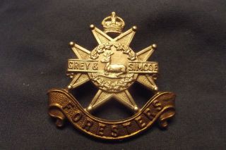 Ww Ii/pre Ww Ii Canadian Cap Badge To The Grey And Simcoe Foresters