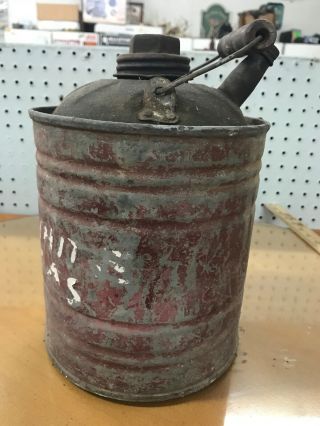 Vintage Galvanized 9 1/2 Inch Metal Gas/kerosene Can