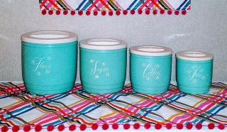 Vintage Turquoise Stanley Plastic Canister Set