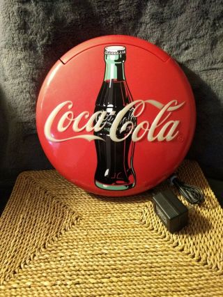 Vintage Coca Cola 12 " Round Lighted Red Button Telephone Wall/table Top Phone