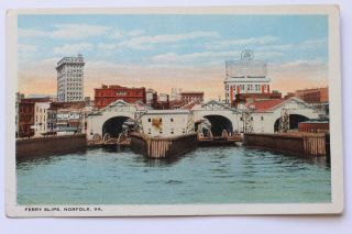 Old Postcard Ferry Slips,  Norfolk,  Virginia Va
