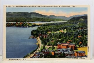 York Ny Adirondack Mountains Mirror Lake Placid Club Postcard Old Vintage Pc