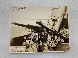 1940s Wwii Us Navy Warship Damage Photo Kamikaze Attack