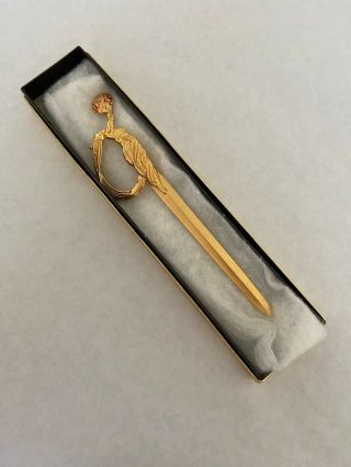 Erte Gold Fireflies Design Knife Letter Gift Opener Art Deco Retro Signed World