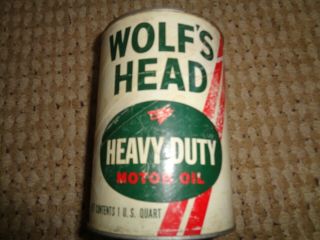 Wolfs Head Heavy Duty Motor Oil Cardboard Quart Can - Vintage