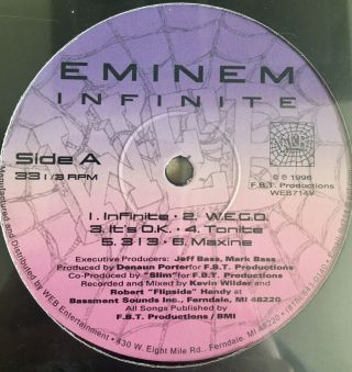 Eminem Infinite 12” Vinyl LP Album Record 2