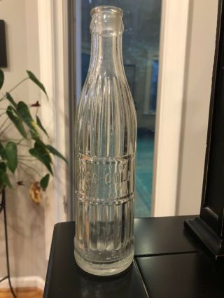 Coca - Cola Ribbed Clear Glass Bottle,  Straight Side,  Antique Vintage Rare