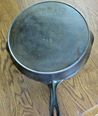 Vtg.  " Wapak " Cast Iron Skillet Size 11b/ With Heat Ring/marked 718/cook Ready