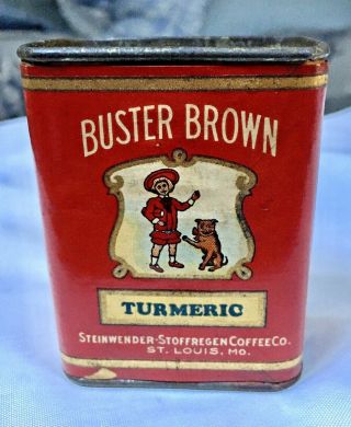 Antique Buster Brown Turmeric Spice Tin St Louis Mo.